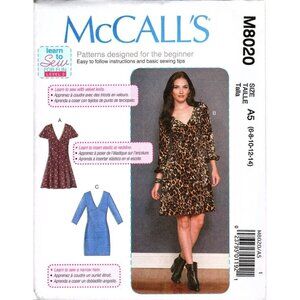 McCall's M8020 Misses 6 to 14 Dresses Learn to Sew Level 2 Uncut Sewing Pattern